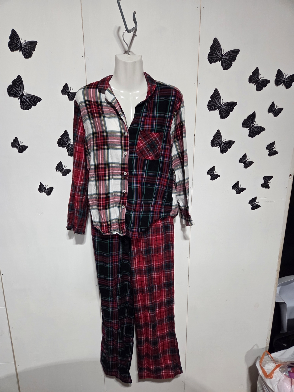Victoria's Secret Red and Black Plaid Pajama Set